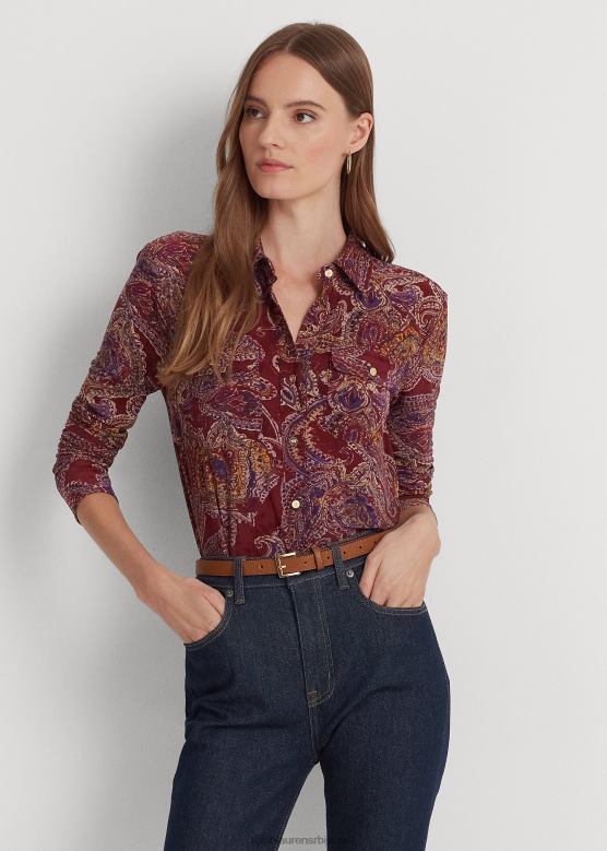 Жене Ralph Lauren Паислеи мајица од растезљивог дреса V2V444281 бордо мулти