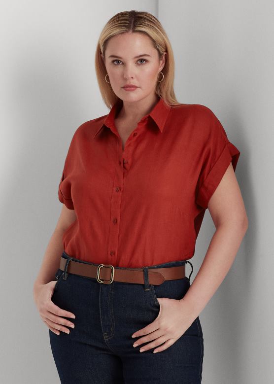 Жене Ralph Lauren ланена кошуља долман рукава V2V444500 црвени сунчани камен