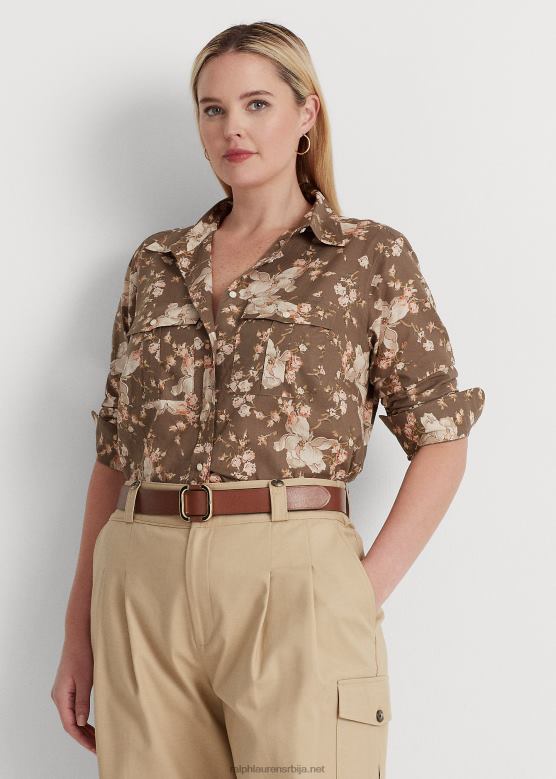 Жене Ralph Lauren цветна памучна кошуља V2V444505 тамноцрвена/крем/ружичаста