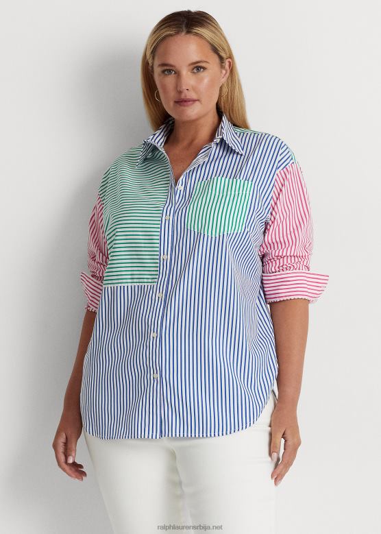 Жене Ralph Lauren пругаста памучна кошуља V2V444566 плаво/бело мулти