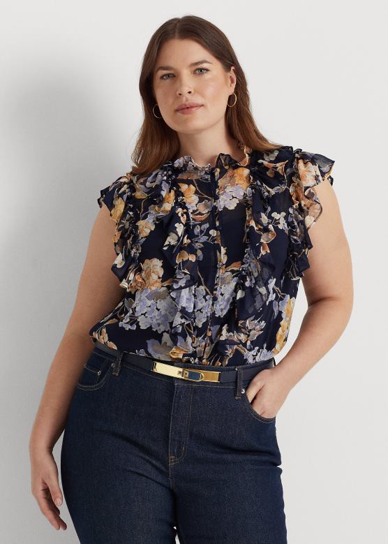 Жене Ralph Lauren мајица без рукава са цветним жоржетом V2V444653 морнарица мулти