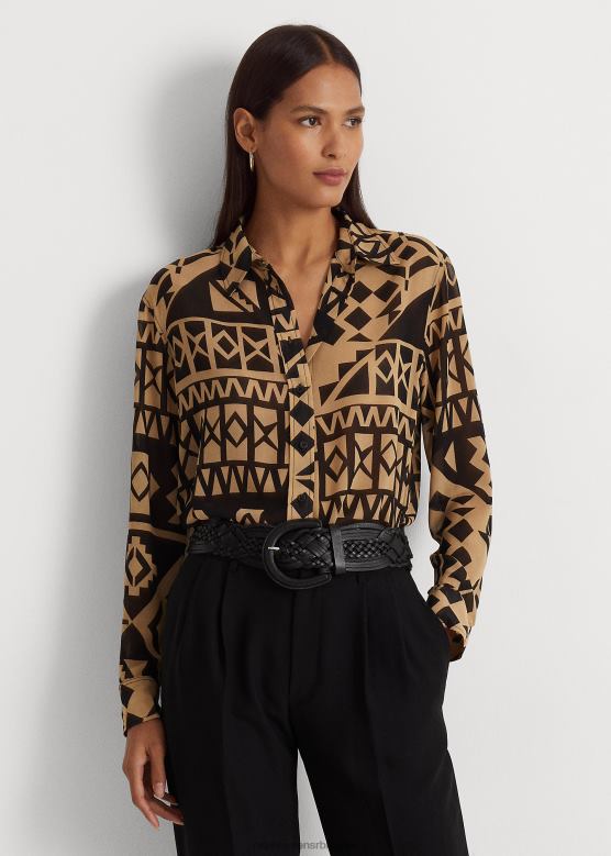 Жене Ralph Lauren кошуља од жоржета са геопринтом V2V444882 тан/црна