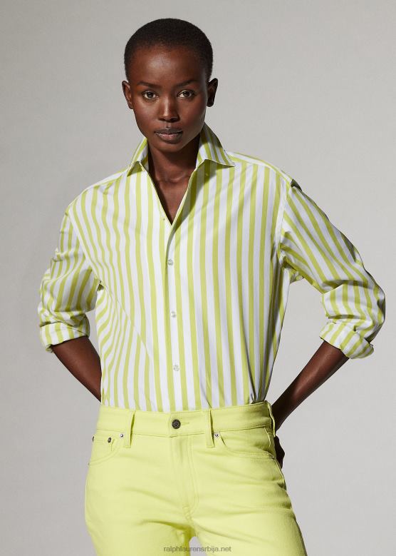 Жене Ralph Lauren пругаста памучна кошуља V2V449340 цитрон/бело