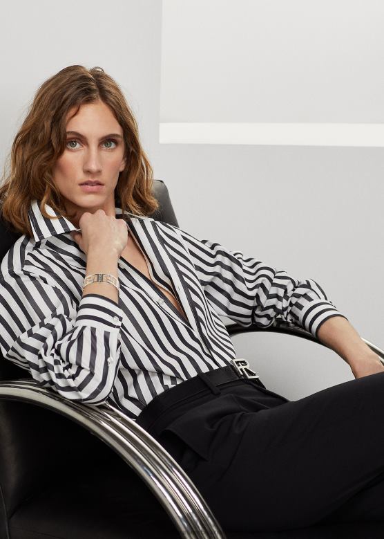 Жене Ralph Lauren пругаста памучна кошуља V2V449345 бело црно