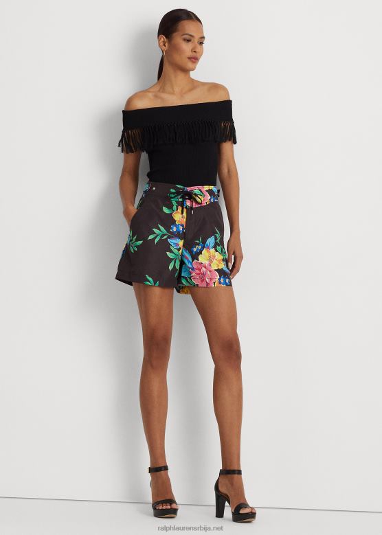 Жене Ralph Lauren цветни чипка-предњи кратак V2V443922 црни мулти