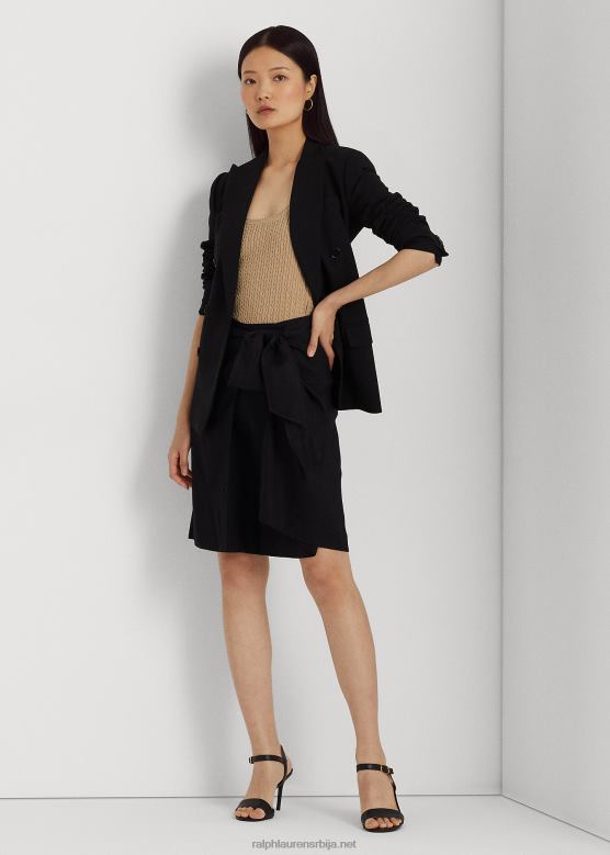 Жене Ralph Lauren кравата-предња страна лан-мешавина кепер кратка V2V443935 црн