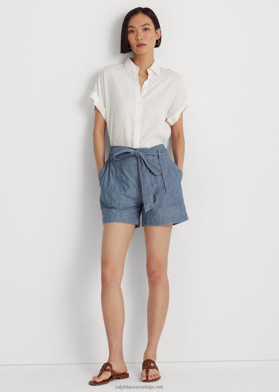 Жене Ralph Lauren опасан шамбре кратак V2V444017 берил плаво прање