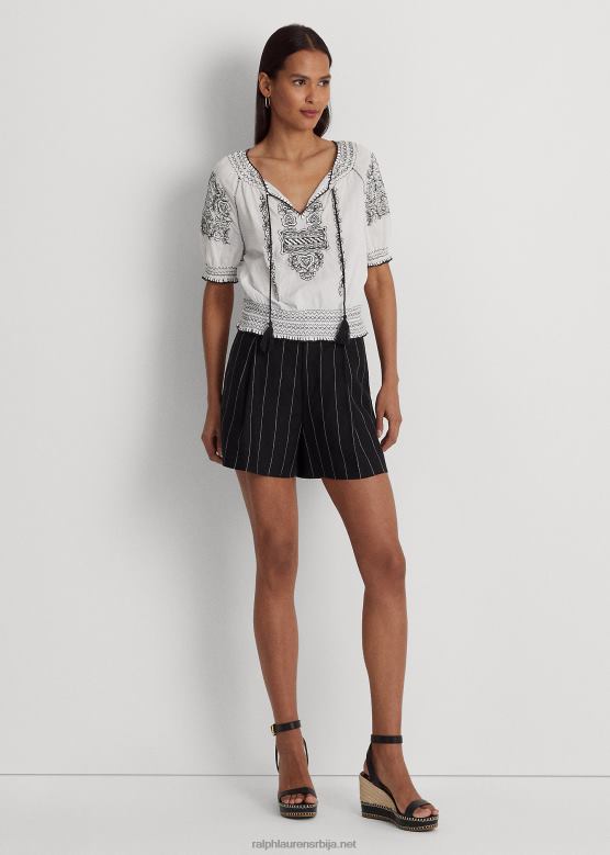 Жене Ralph Lauren плисирано платнено платно кратко V2V444362 црна/крем