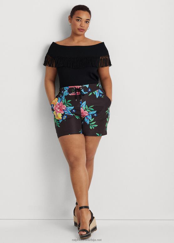 Жене Ralph Lauren цветни чипка-предњи кратак V2V444570 црни мулти