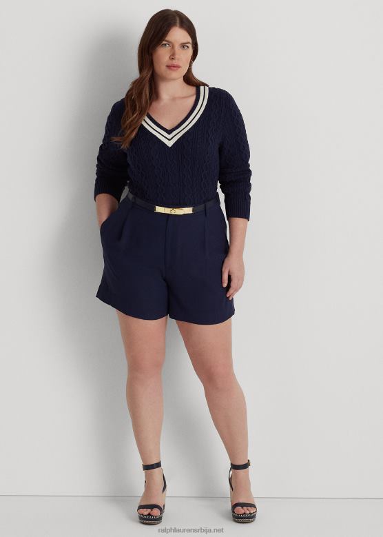 Жене Ralph Lauren плисирани жоржет кратки V2V444614 префињена морнарица