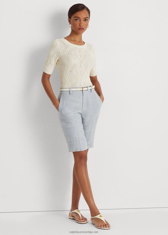 Жене Ralph Lauren платнена мешавина кратка V2V449477 светло плава/крем мулти