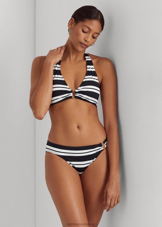 Жене Ralph Lauren пругасти прстен-предњи хипстер бикини доњи део V2V444186 црно бели