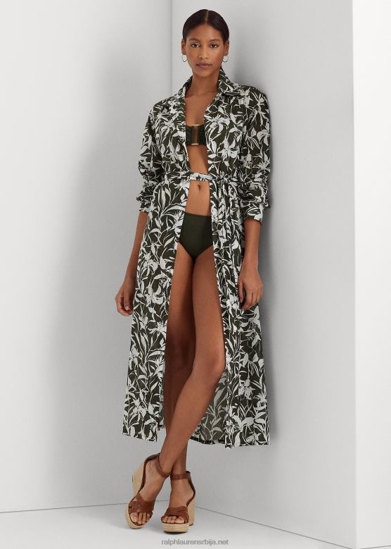 Жене Ralph Lauren цветни памучни миди кошуља покрива V2V449439 маслина