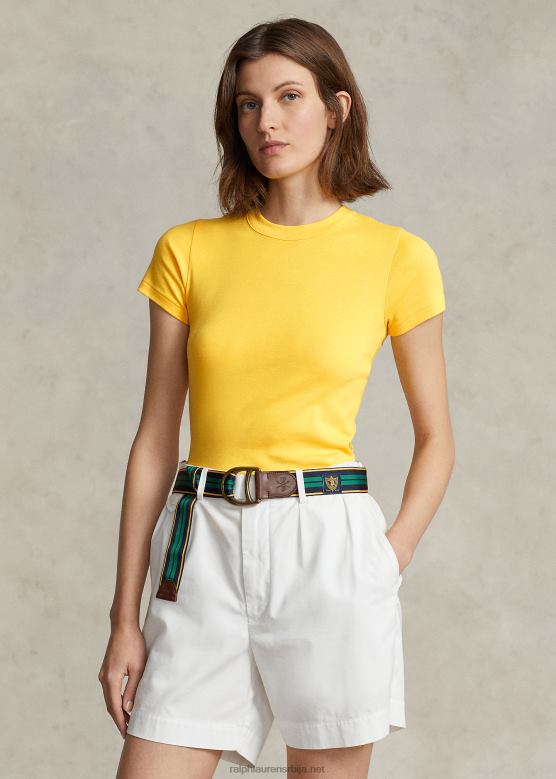 Жене Ralph Lauren ребраста памучна мајица V2V442874 жутоперка