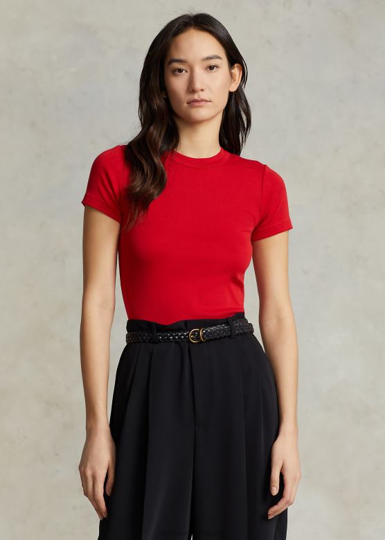 Жене Ralph Lauren ребраста памучна мајица V2V442876 рл2000 ред