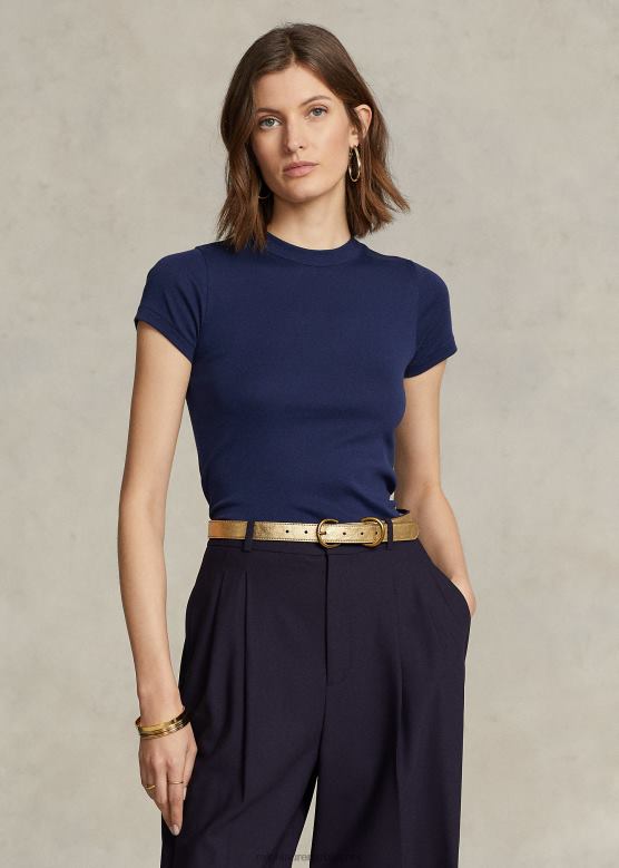 Жене Ralph Lauren ребраста памучна мајица V2V442878 невпорт морнарица