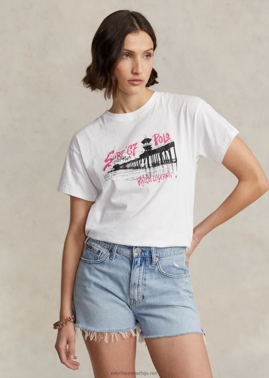 Жене Ralph Lauren мајица од памучног дреса са логотипом V2V442982 бео