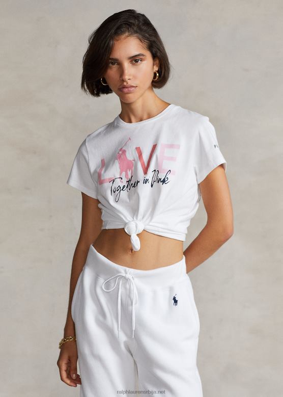 Жене Ralph Lauren розе пони памучна мајица са округлим изрезом V2V443435