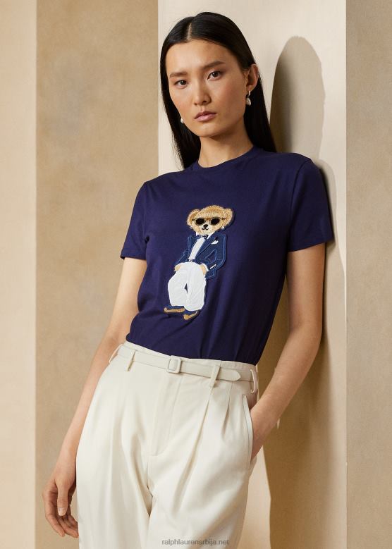 Жене Ralph Lauren смокинг поло беар памучна мајица V2V443482 лук морнарица