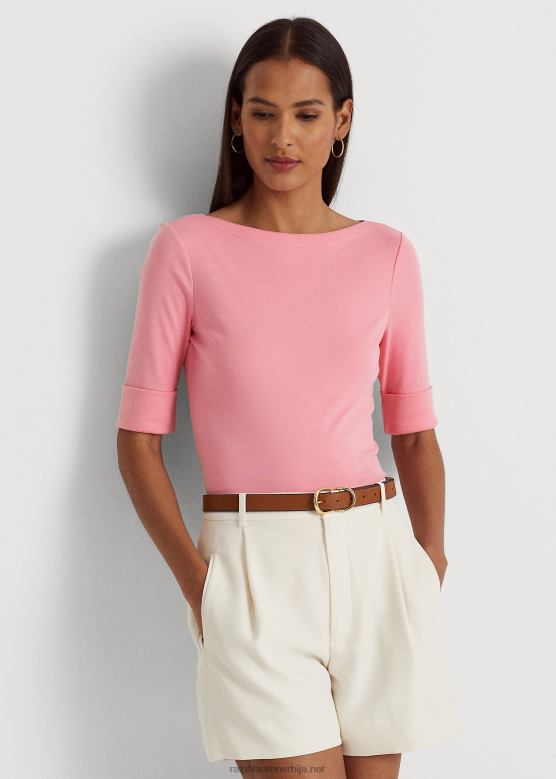 Жене Ralph Lauren растезљива памучна мајица са овратником V2V443942 ружа поред базена