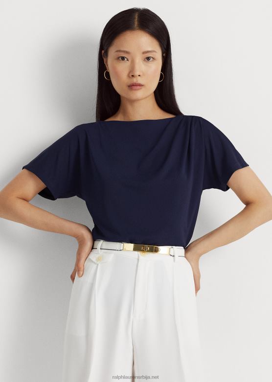 Жене Ralph Lauren плисирана мајица од растезљивог дреса V2V443946 префињена морнарица