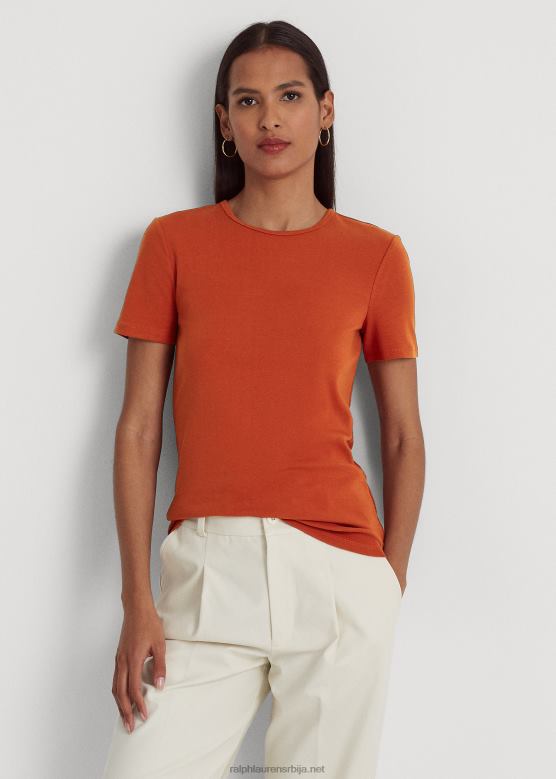 Жене Ralph Lauren растезљива памучна мајица V2V443990 црвени сунчани камен