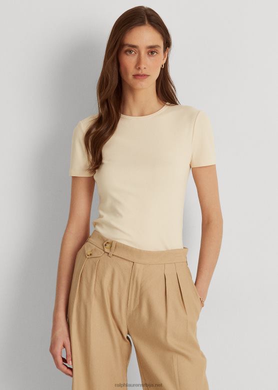 Жене Ralph Lauren растезљива памучна мајица V2V443991 крема од маскарпонеа