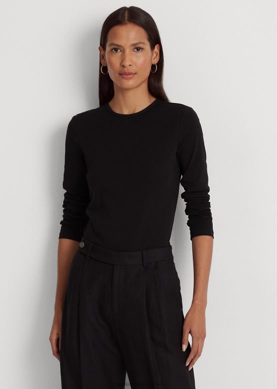 Жене Ralph Lauren топ дугих рукава од мешавине памука V2V444239 црн