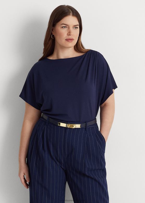 Жене Ralph Lauren плисирана мајица од растезљивог дреса V2V444613 префињена морнарица