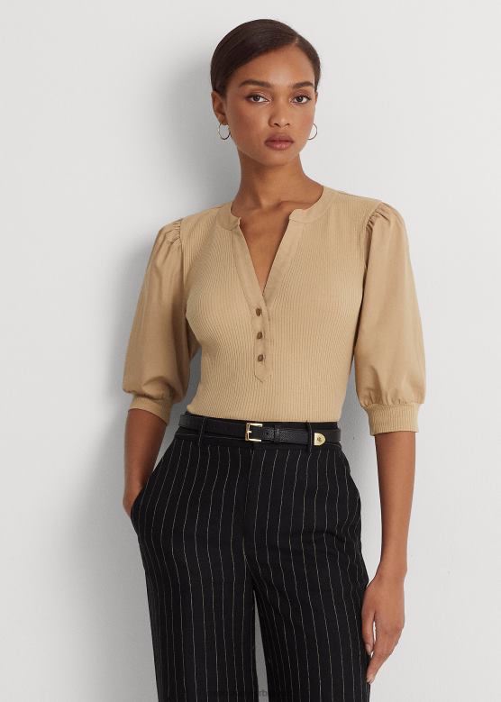 Жене Ralph Lauren Хенлеи мајица са пуф рукавима од мешавине памука V2V444885