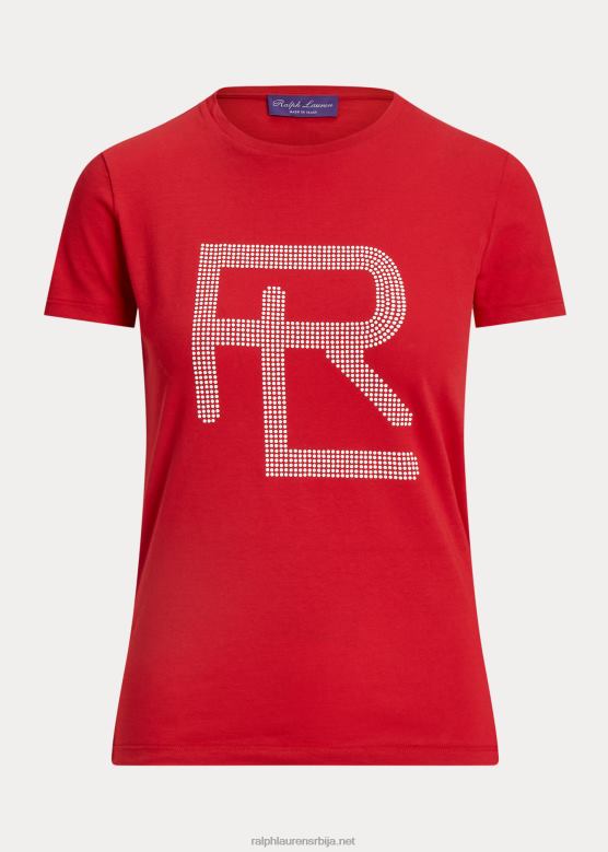 Жене Ralph Lauren украшена рл памучна мајица V2V449375 румено/бело