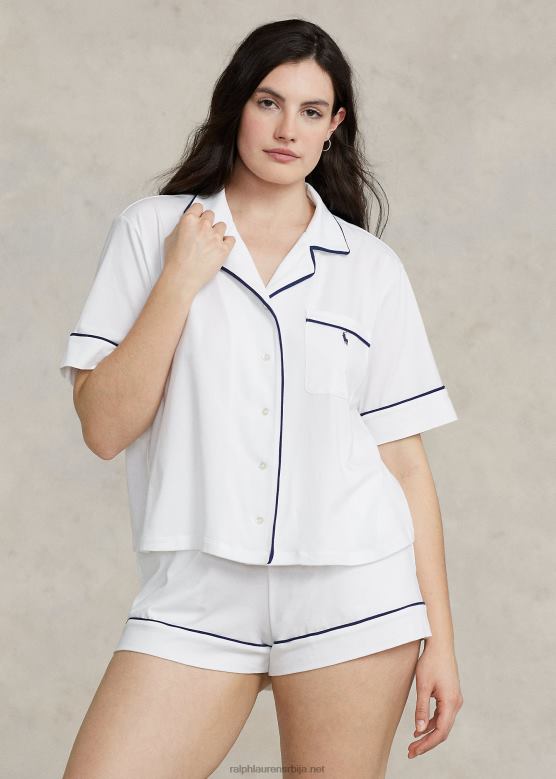 Жене Ralph Lauren пиџама од дреса кратких рукава V2V443006 Бели облак