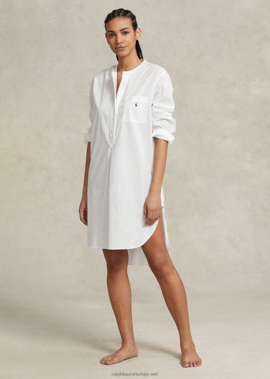 Жене Ralph Lauren поплин спаваћица V2V443010 Бели облак