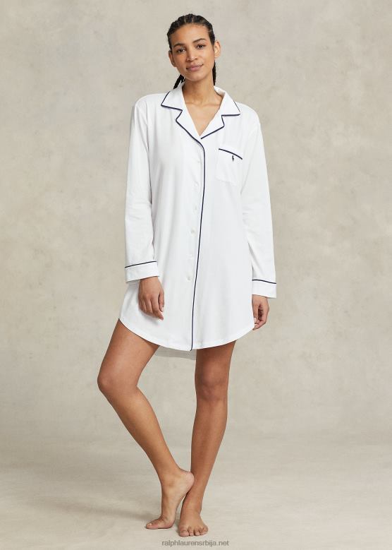 Жене Ralph Lauren мајица за спавање од дреса V2V443011 Бели облак