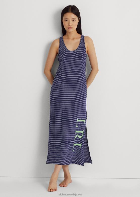 Жене Ralph Lauren спаваћица без рукава од пругастог дреса V2V443957 морнарска трака
