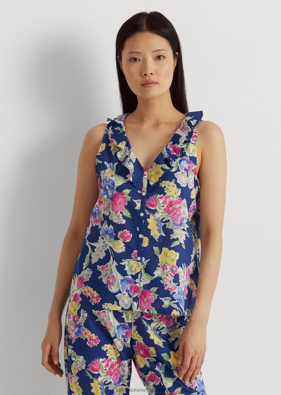 Жене Ralph Lauren комплет пиџаме од мешавине памука са цветом V2V443970 морнарски принт