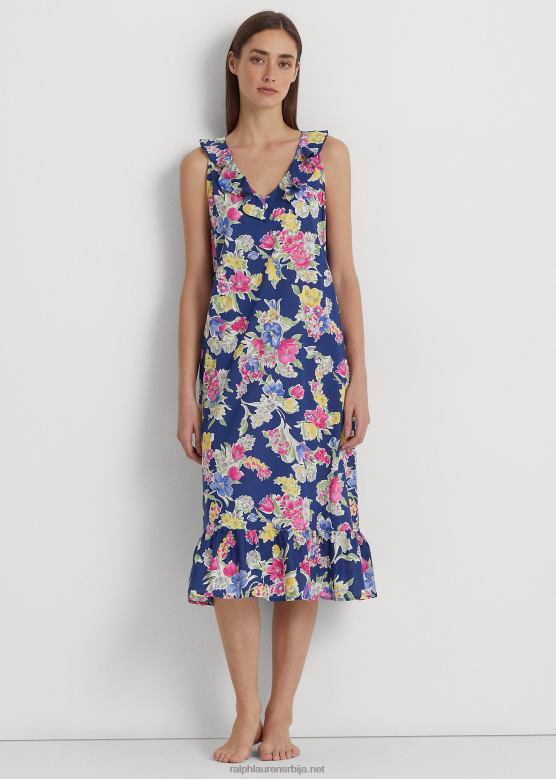 Жене Ralph Lauren балетска спаваћица од мешавине памука са цветовима V2V443977 морнарски принт