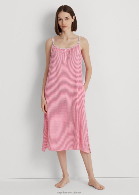 Жене Ralph Lauren балетска спаваћица од пругастог дреса V2V444134 ружичаста пруга