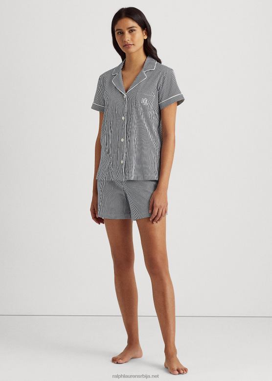 Жене Ralph Lauren пругаста боксерица пиџама V2V444218 морнарско/бела трака