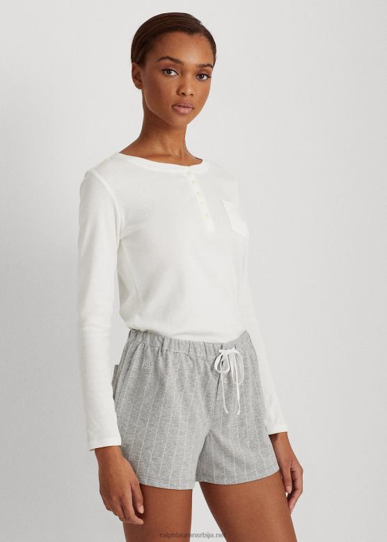 Жене Ralph Lauren пругаста памучна мешавина спава кратко V2V444222 сива пруга