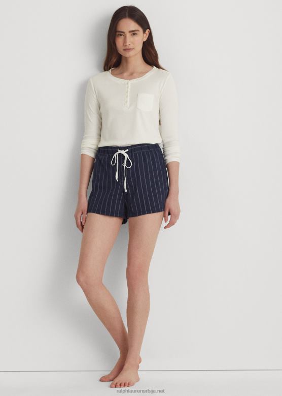 Жене Ralph Lauren пругаста памучна мешавина спава кратко V2V444223 морнарска трака