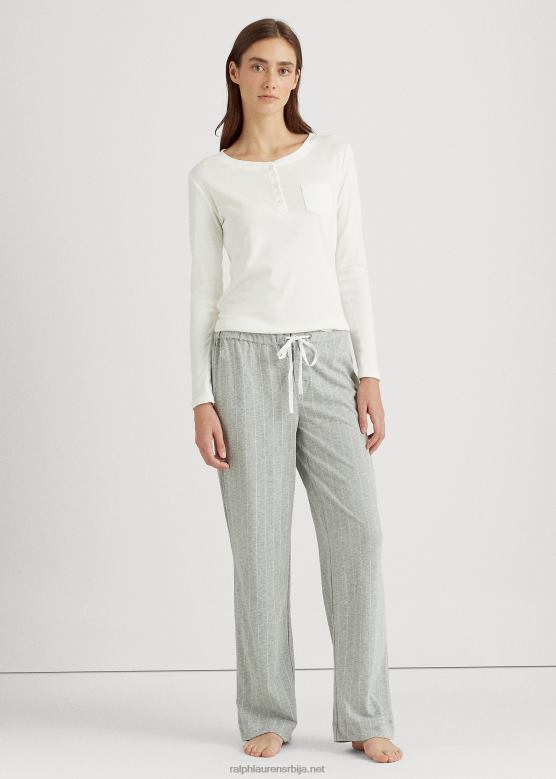 Жене Ralph Lauren пиџама панталоне од пругастог дреса V2V444228 сива пруга