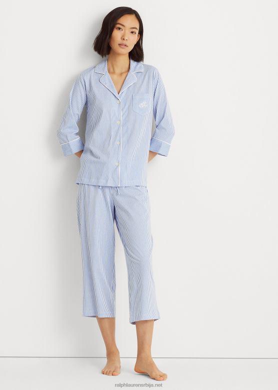 Жене Ralph Lauren памучни сет за спавање V2V444236 плава трака