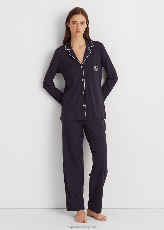 Жене Ralph Lauren комплет пиџаме од памучног дреса V2V444270 виндсор морнарица