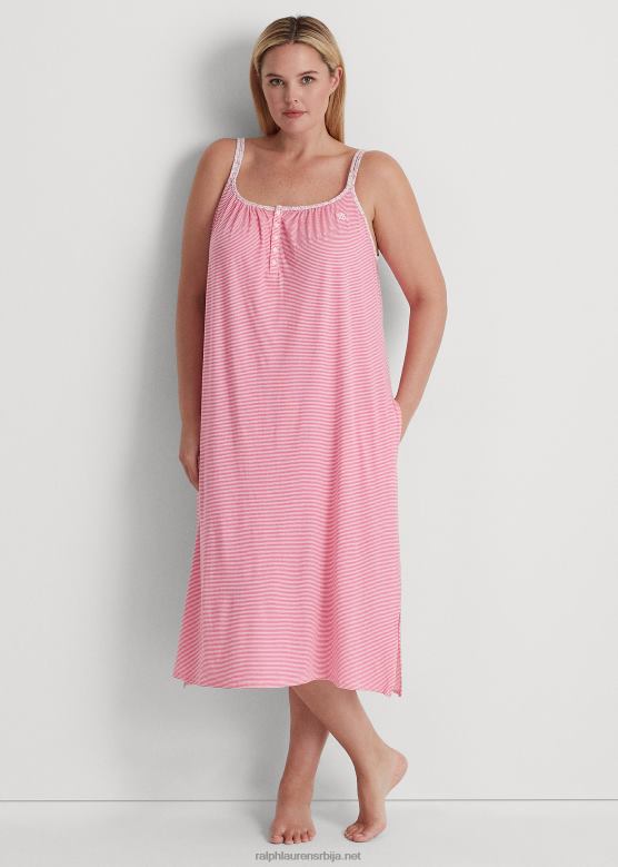 Жене Ralph Lauren балетска спаваћица од пругастог дреса V2V444710 ружичаста пруга