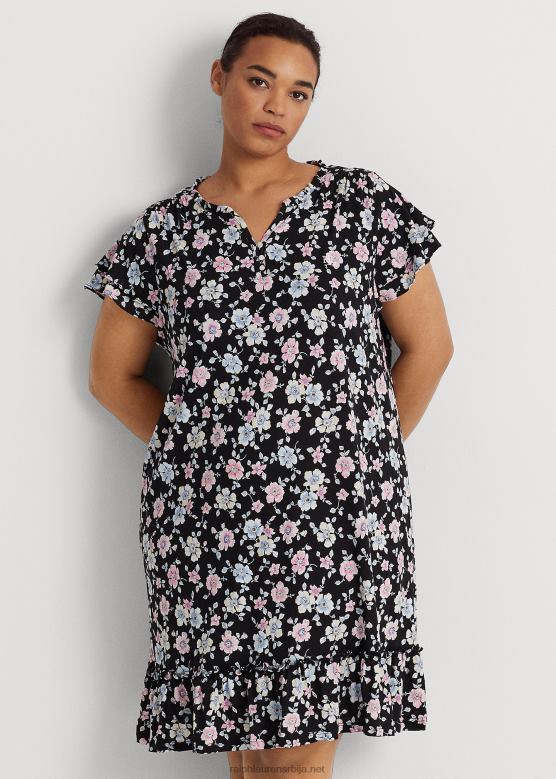 Жене Ralph Lauren спаваћица са лепршавим рукавима са цветним дресом V2V444711 црни приземни цветни