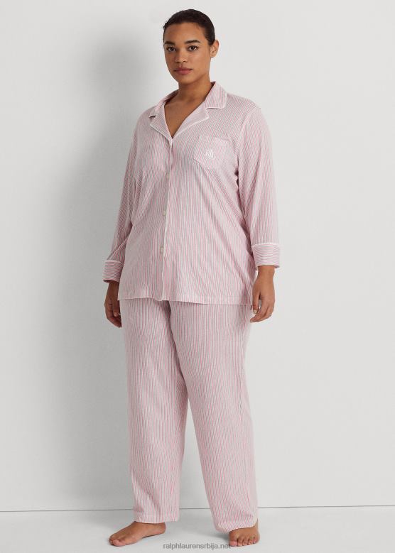 Жене Ralph Lauren пругасти дрес за спавање V2V444712 ружичаста пруга