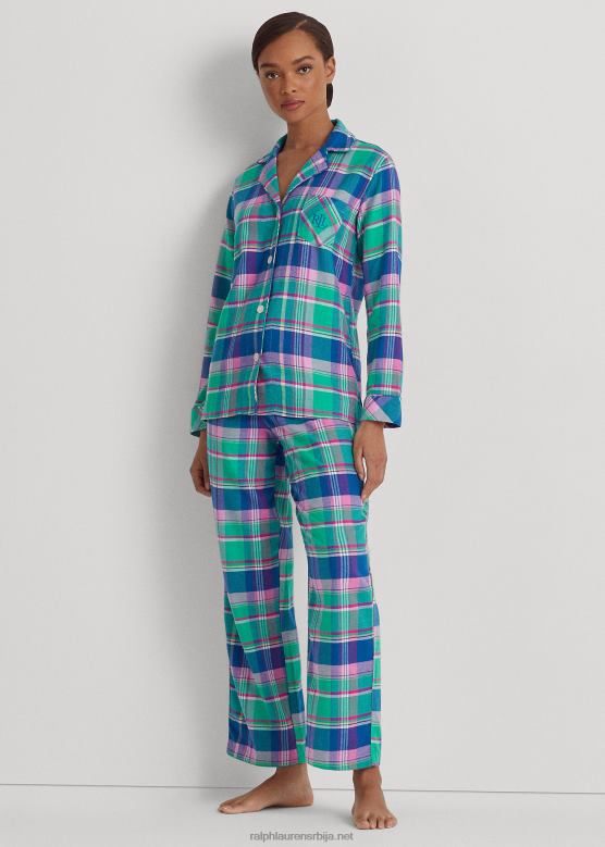 Жене Ralph Lauren карирани сет за спавање од брушеног кепера V2V449578 плави карирани