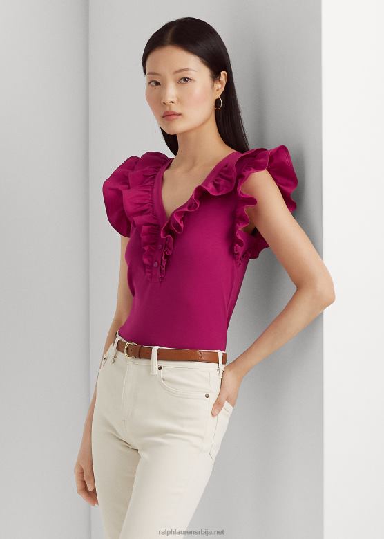 Жене Ralph Lauren памучна мајица без рукава са наборима V2V444297 бобице фуксије