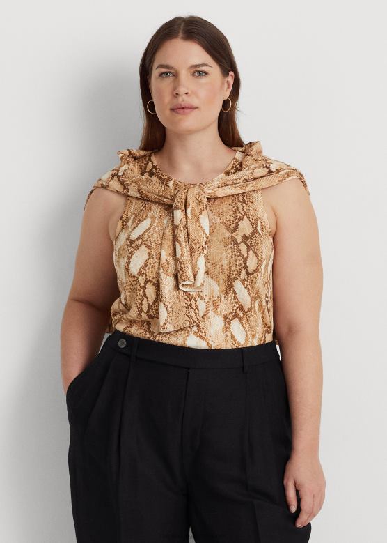 Жене Ralph Lauren мајица без рукава од мешавине памука са принтом змијске коже V2V444767 крем мулти